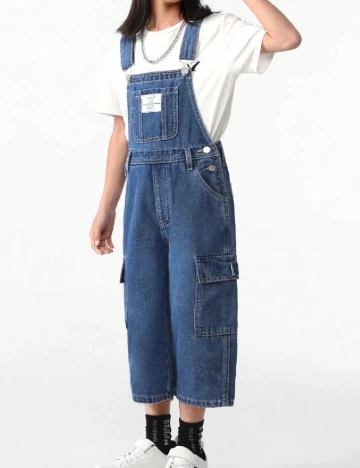 Salopeta Shein Kids, albastru Albastru