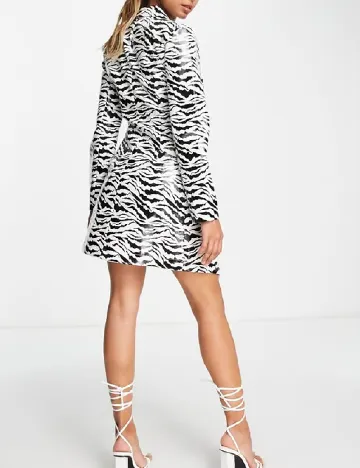 Rochie scurta Miss Selfridge, alb/negru