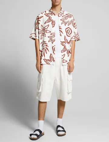 Camasa Bershka, alb Alb
