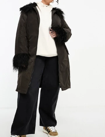 Geaca Collusion Plus Size, maro inchis