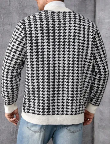 Cardigan SHEIN Plus Size Men, alb/negru