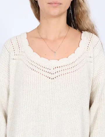 Pulover Oversize SHEIN, ecru