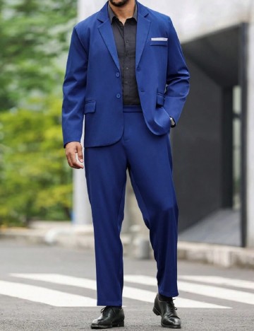 Costum SHEIN Plus Size Men, bleumarin