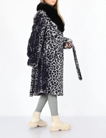 Palton reversibil No-l-ita, animal print