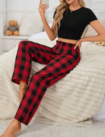 Pantaloni de pijama SHEIN, rosu/negru