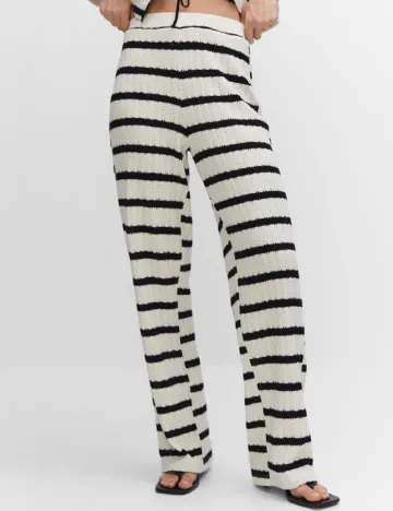 Pantaloni Mango, alb/negru
