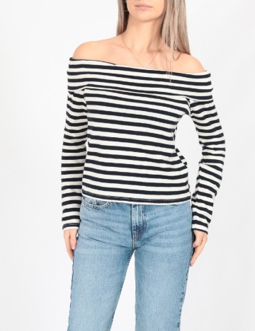 Bluza Jacqueline de Yong, alb/bleumarin