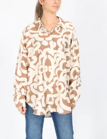 Camasa Vero Moda, maro/alb