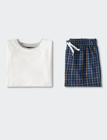 Pijama Mango Kids, alb/albastru