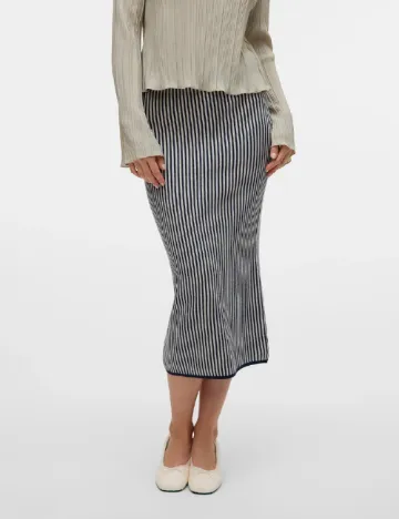 Fusta Vero Moda, alb/albastru