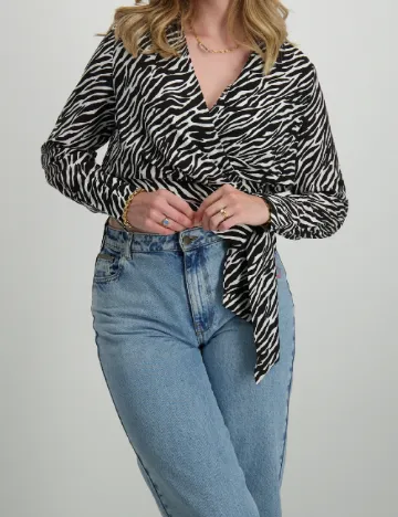 Top Vero Moda, alb/negru