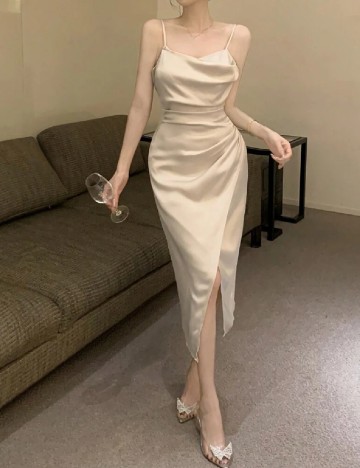 Rochie medie Dazy, crem