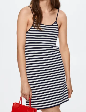 Rochie scurta Mango, alb/bleumarin