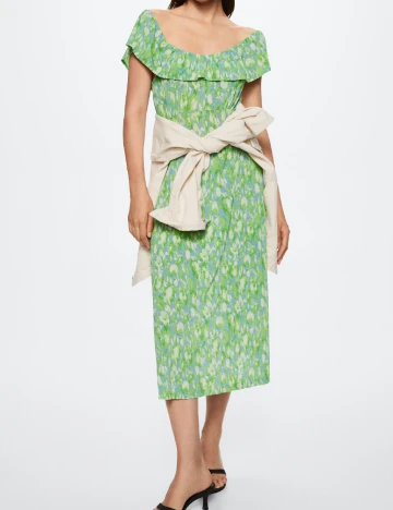 Rochie medie Mango, verde Verde