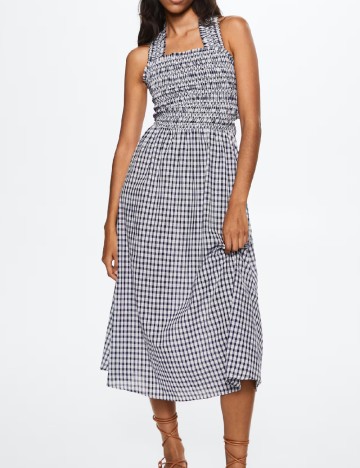 Rochie medie Mango, alb/bleumarin