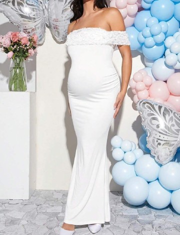Rochie lunga SHEIN Maternity, alb