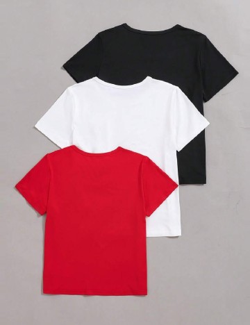 Set Tricouri 3 bucati Shein Kids, mix culori