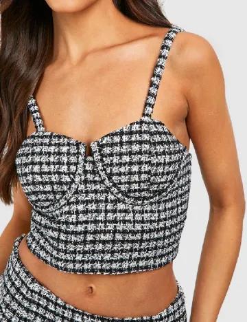Top Boohoo, alb/negru