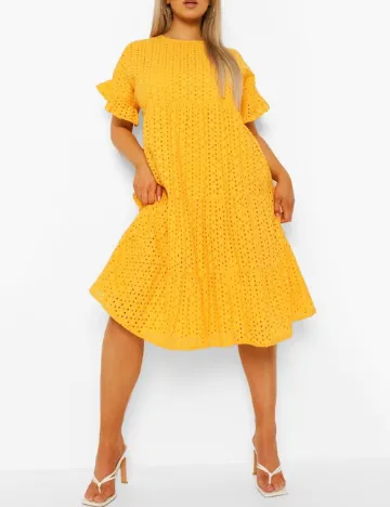 Rochie scurta Boohoo Plus Size, galben