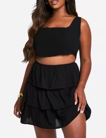 Fusta Boohoo Plus Size, negru