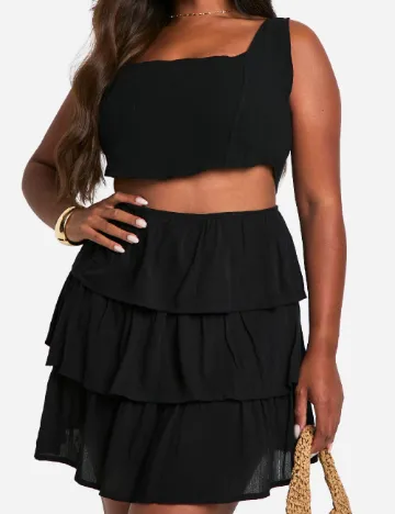 Fusta Boohoo Plus Size, negru