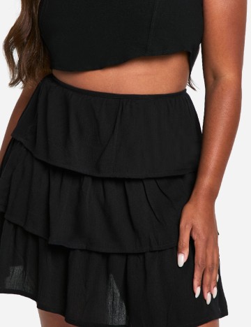 Fusta Boohoo Plus Size, negru