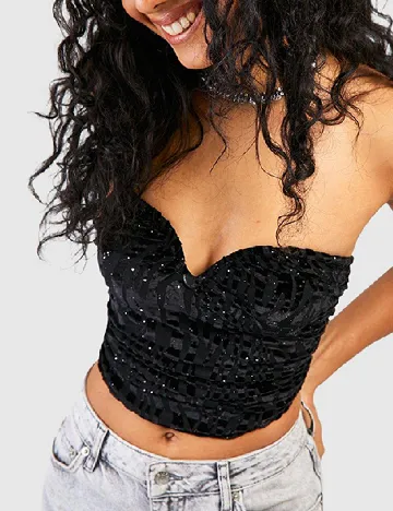 Top Boohoo, negru