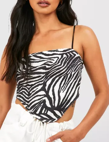 Top Boohoo, alb/negru