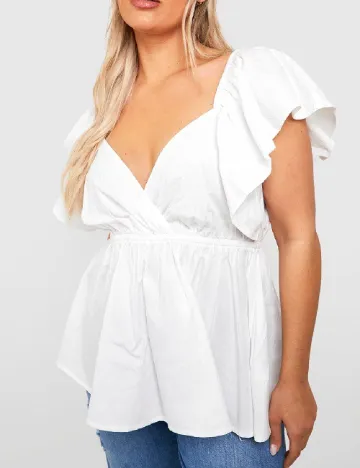 Bluza Boohoo Plus Size, alb