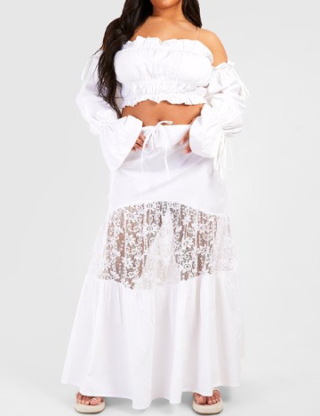 Top Boohoo Plus Size, alb