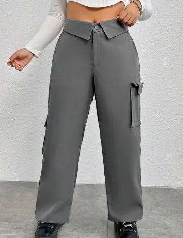 Pantaloni SHEIN CURVE, gri inchis
