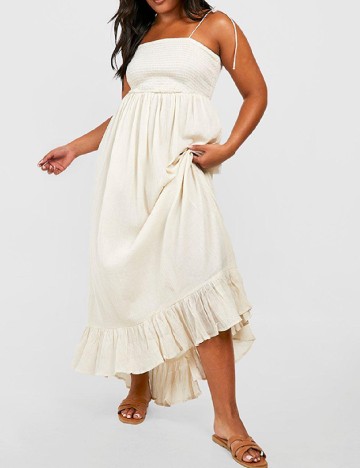 Rochie lunga Boohoo Plus Size, ecru