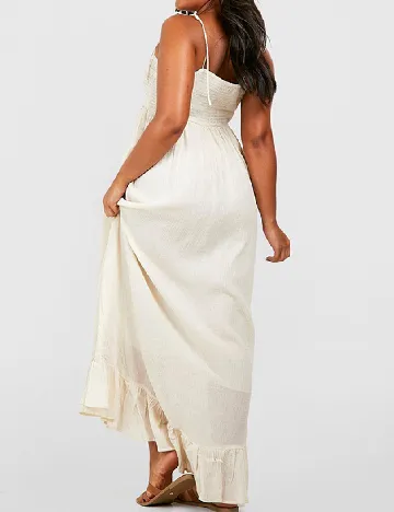 Rochie lunga Boohoo Plus Size, ecru