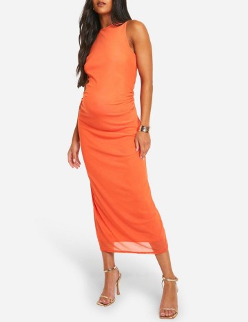 Rochie lunga Boohoo maternity, portocaliu