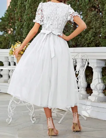Rochie medie Simplee, alb