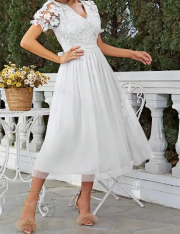 Rochie medie Simplee, alb