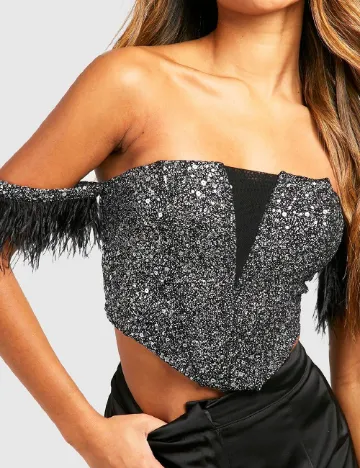 Top Boohoo, gri/negru