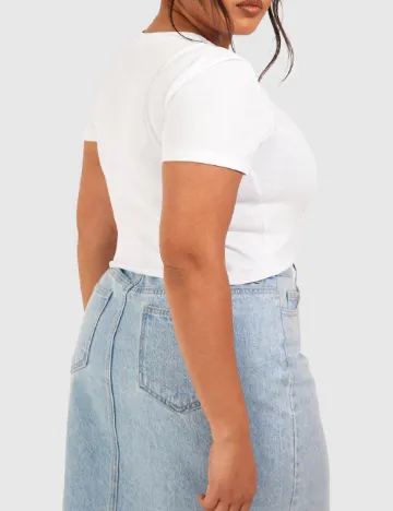 Top Boohoo Plus Size, alb