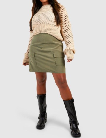 Fusta Boohoo Plus Size, verde
