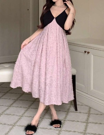 Rochie medie Dazy, roz pudra