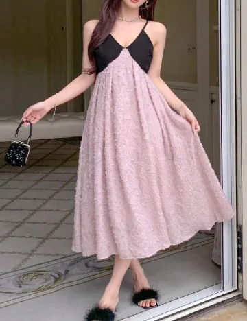 Rochie medie Dazy, roz pudra