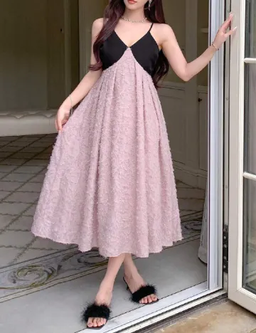 Rochie medie Dazy, roz pudra