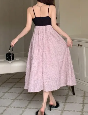 Rochie medie Dazy, roz pudra