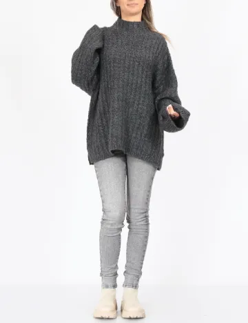 Pulover Pieces Plus Size, gri