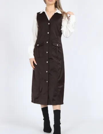 Rochie medie Vero Moda, maro inchis
