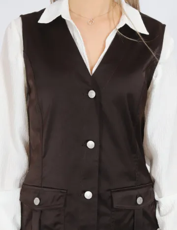 Rochie medie Vero Moda, maro inchis