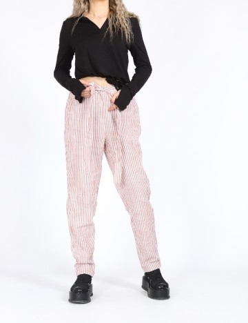 Pantaloni Vero Moda, alb/maro