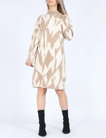 Rochie scurta Vero Moda, maro/alb