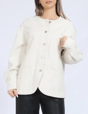 Jacheta Oversize Vero Moda, ecru Alb