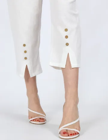 Pantaloni trei sferturi Emery Rose, alb